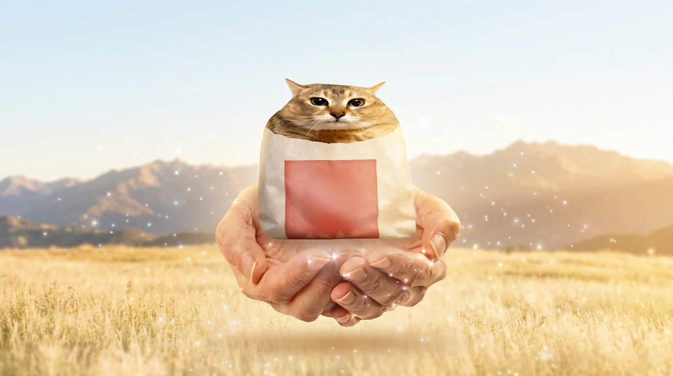Plush hash brown bag cat hero banner